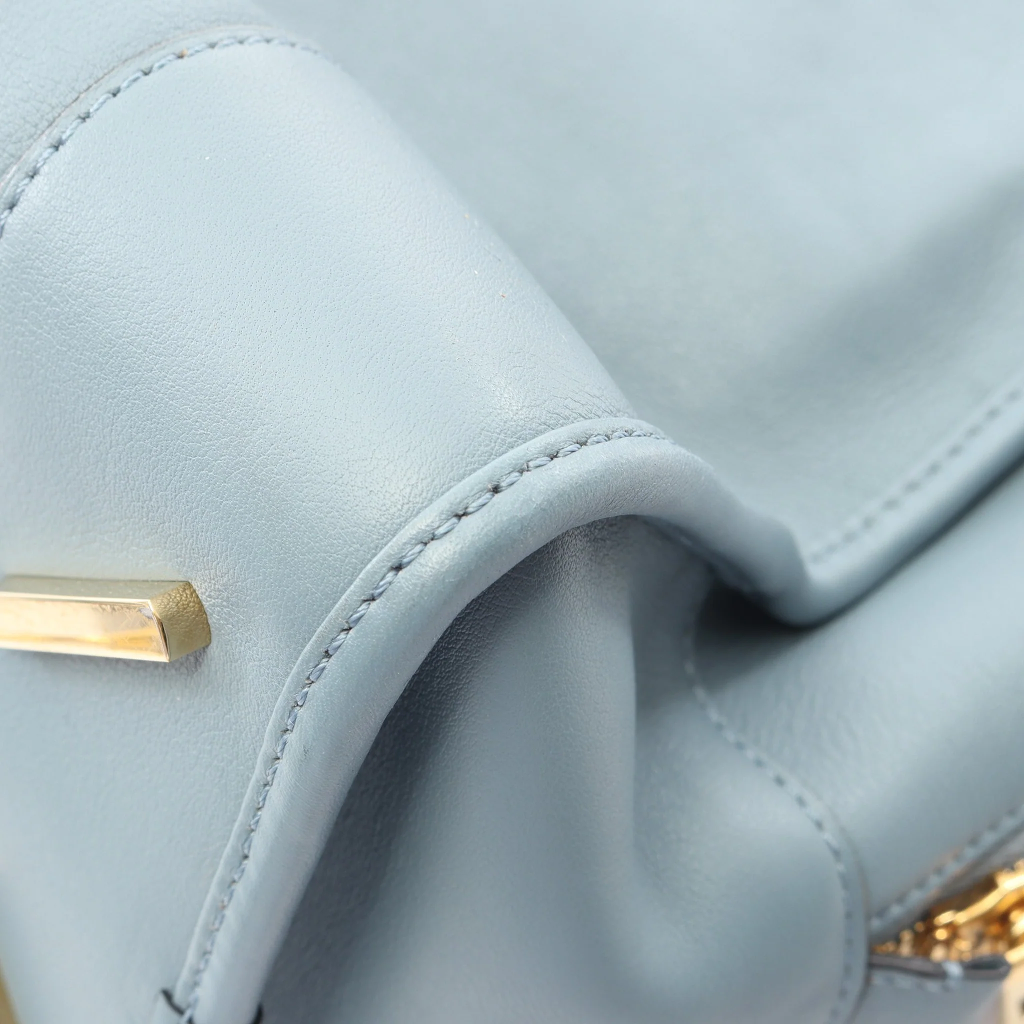 Amazona36 2WAY Handbag Leather Blue gray - Imagen 6