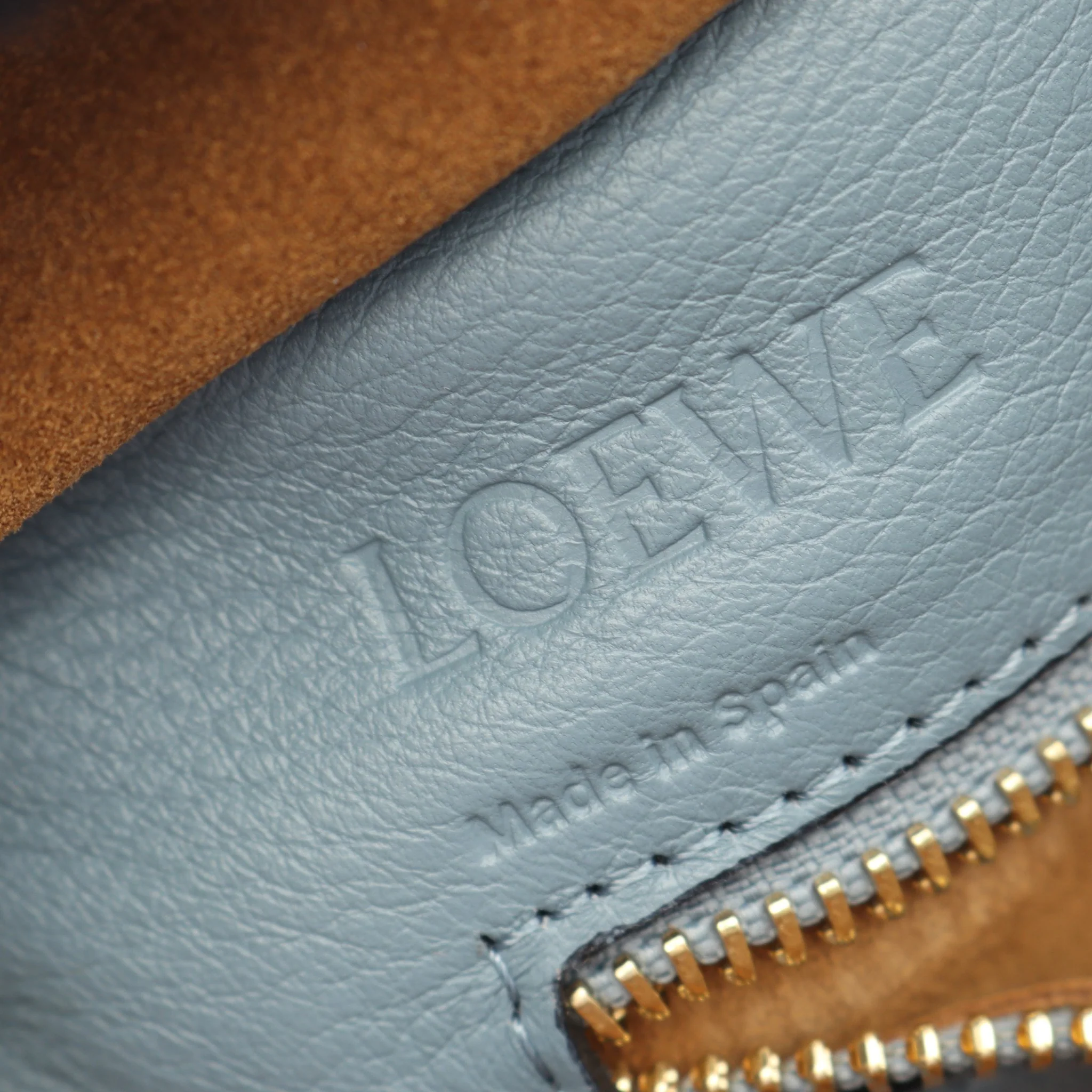 Amazona36 2WAY Handbag Leather Blue gray - Imagen 3
