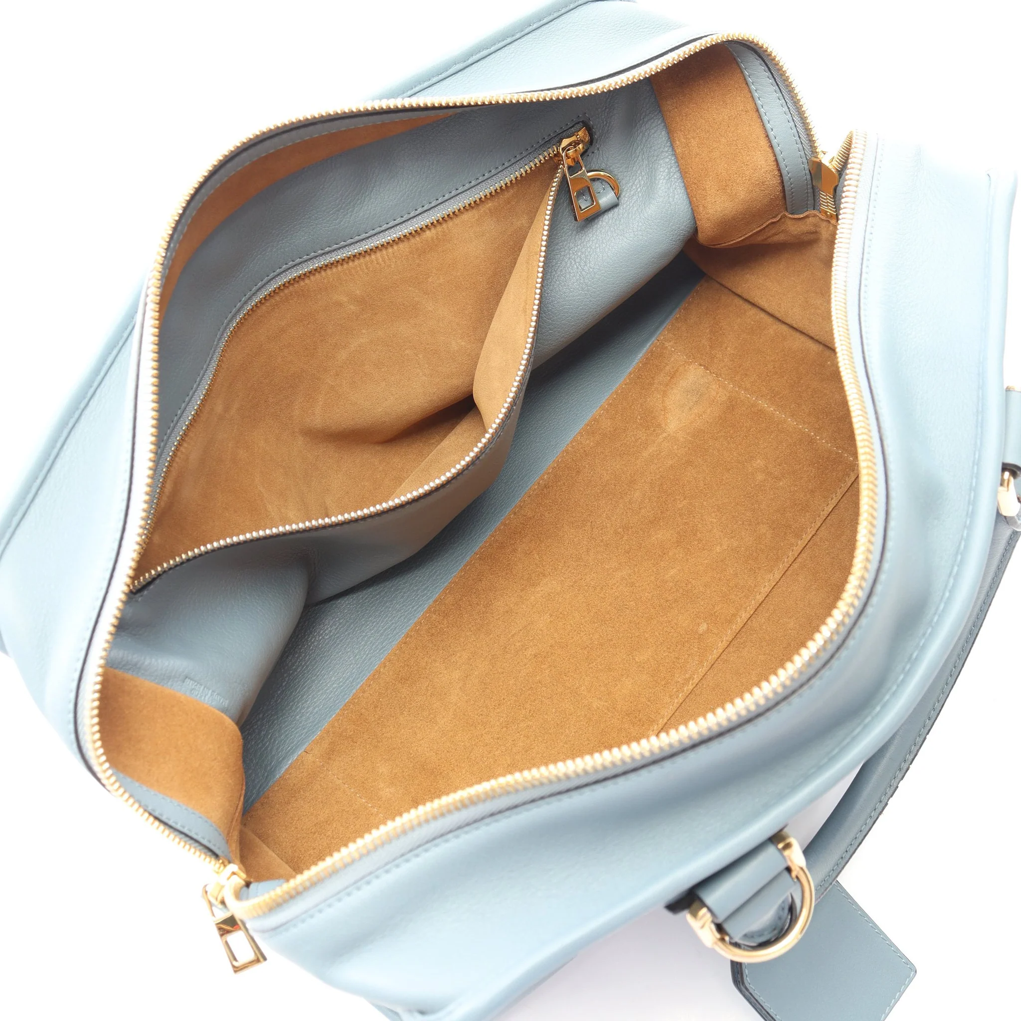 Amazona36 2WAY Handbag Leather Blue gray - Imagen 2
