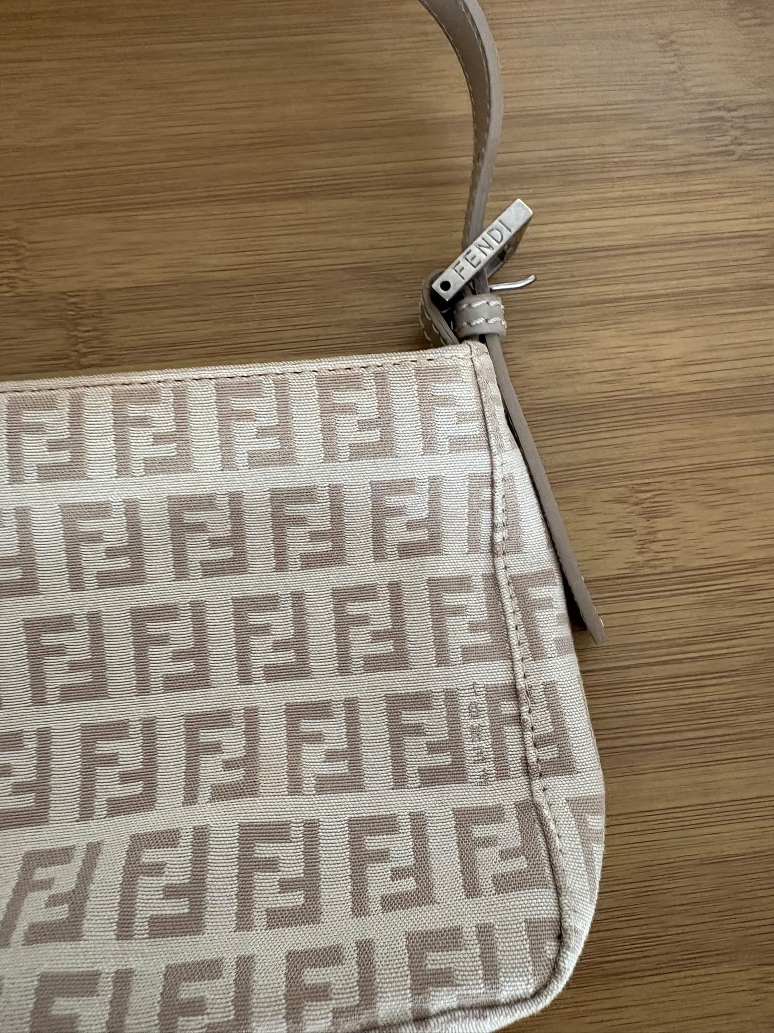 Fendi Zucchino Shoulder Bag Beige - Imagen 17