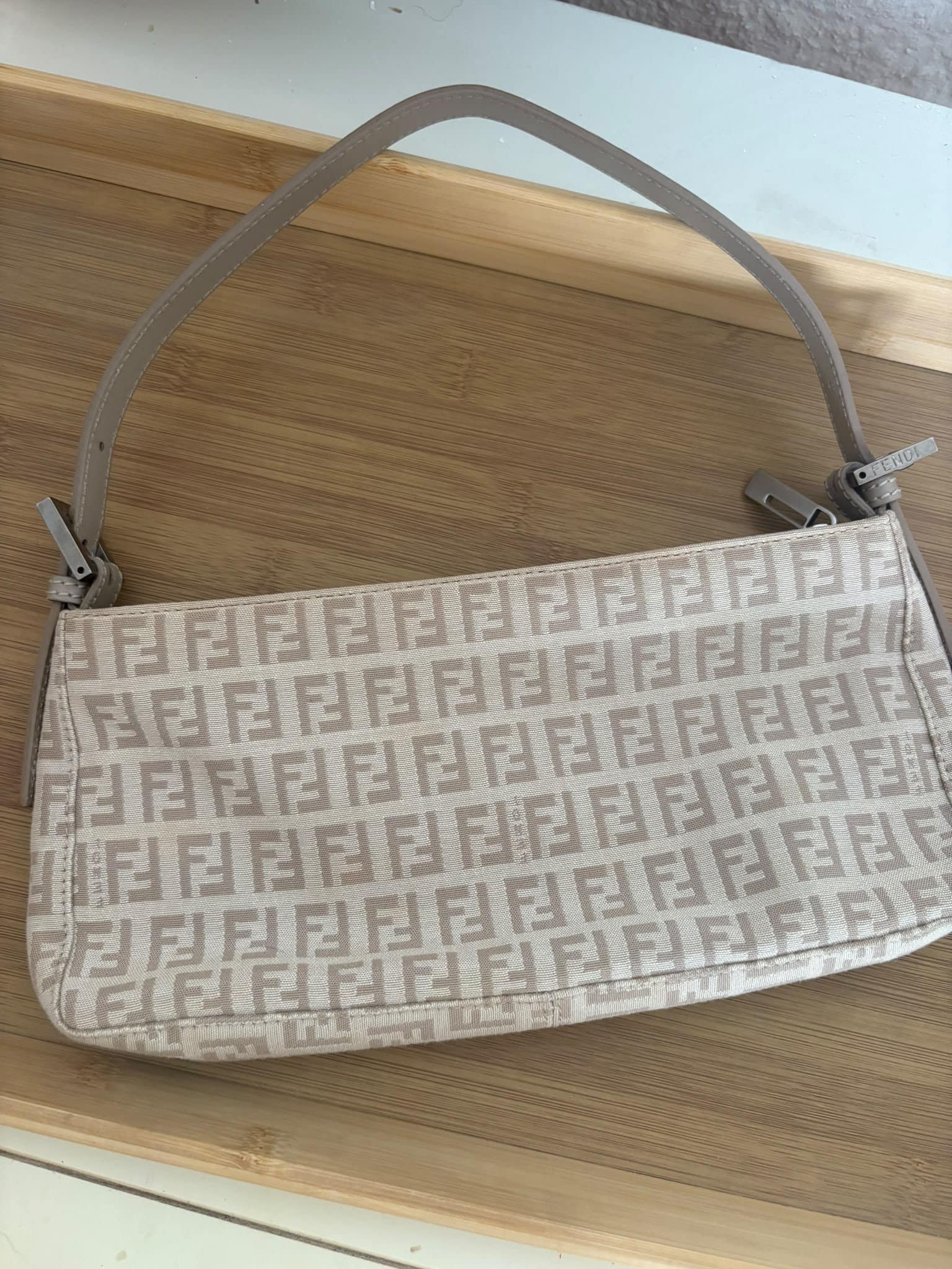 Fendi Zucchino Shoulder Bag Beige