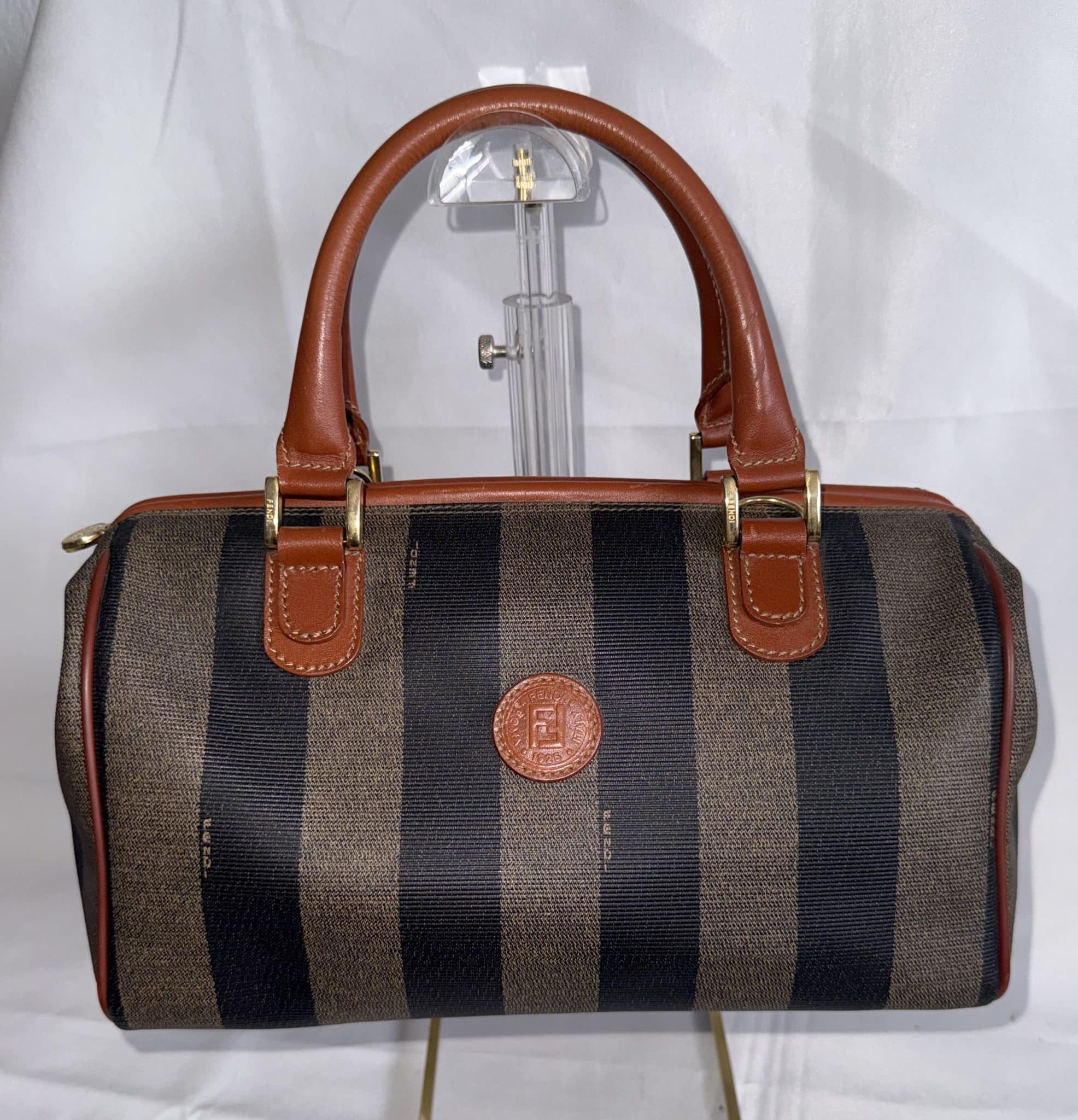 Fendi Vintage Pequin Boston – Con Asa Extra
