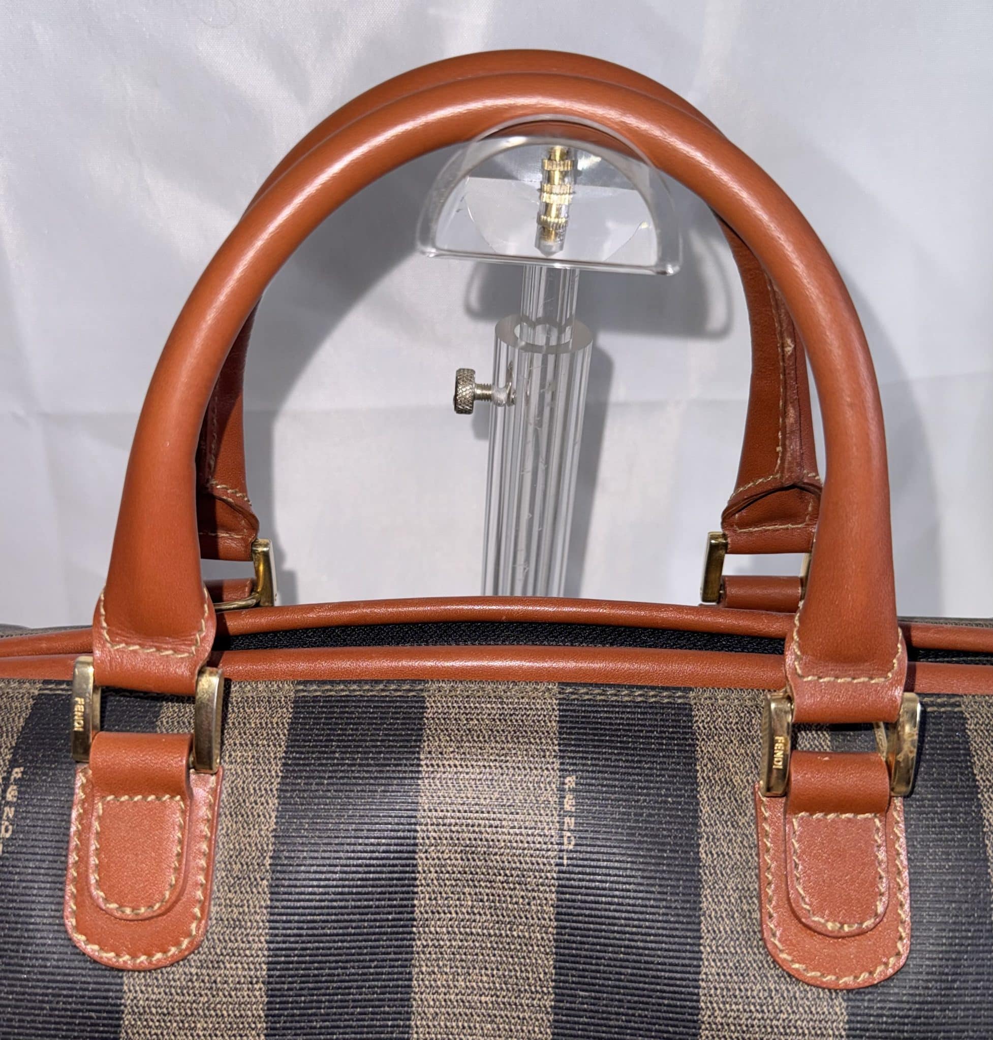 Fendi Vintage Pequin Boston – Con Asa Extra - Imagen 7