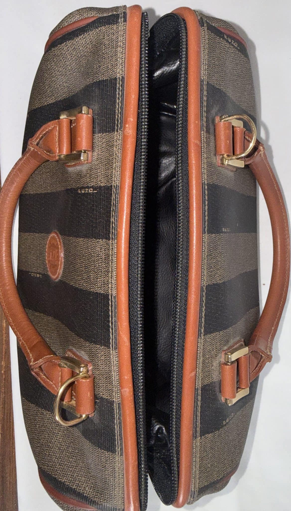 Fendi Vintage Pequin Boston – Con Asa Extra - Imagen 10