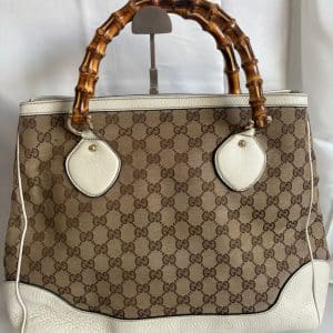 Gucci Vintage GG Canvas con Asas de Bambú